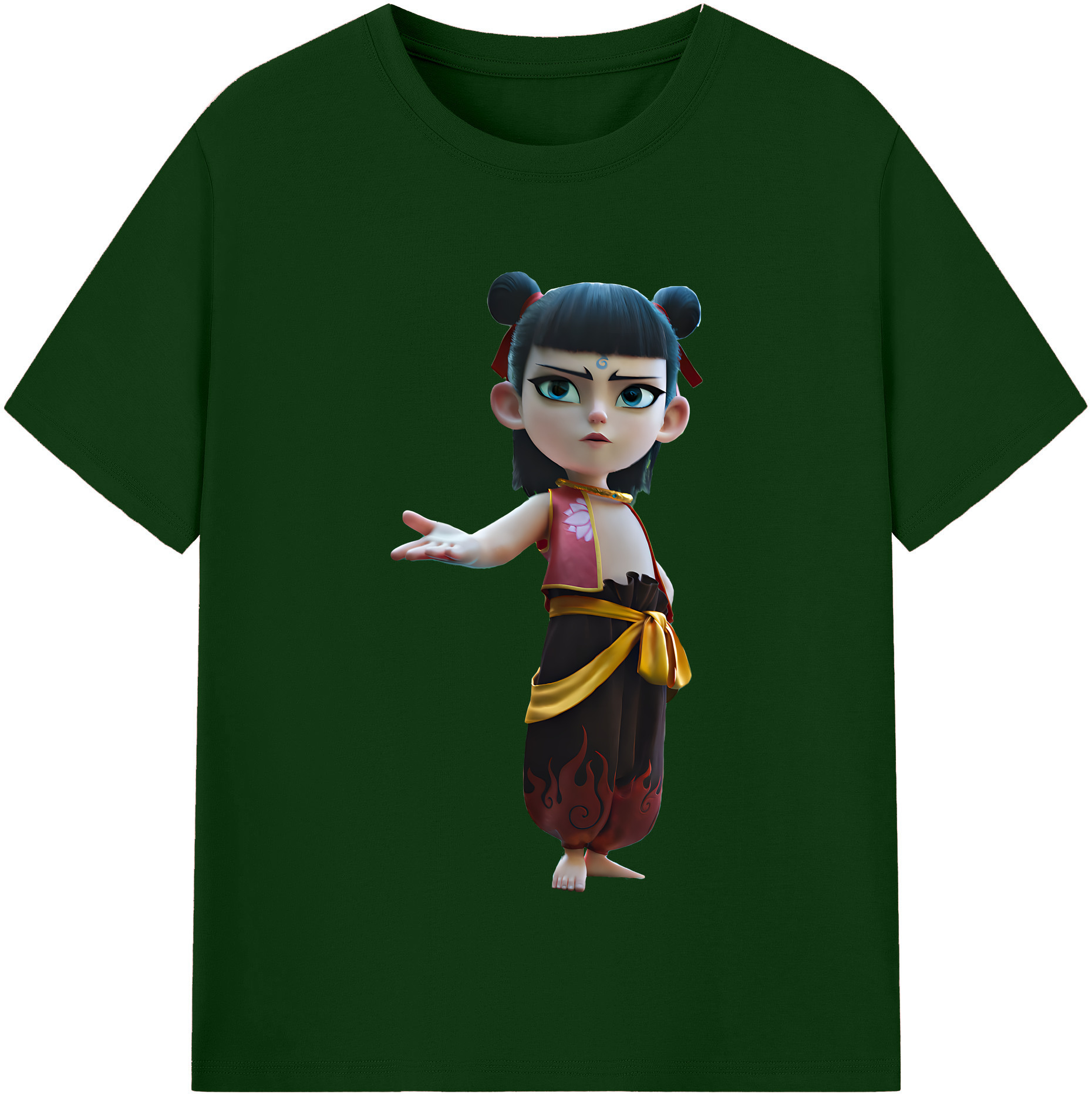 （画像用） Ne Zha 2 ナタ 魔童の大暴れ 綿100％半袖Tシャツ（フロントプリント）